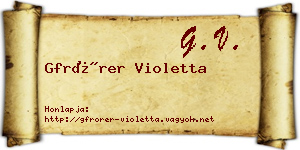 Gfrörer Violetta névjegykártya